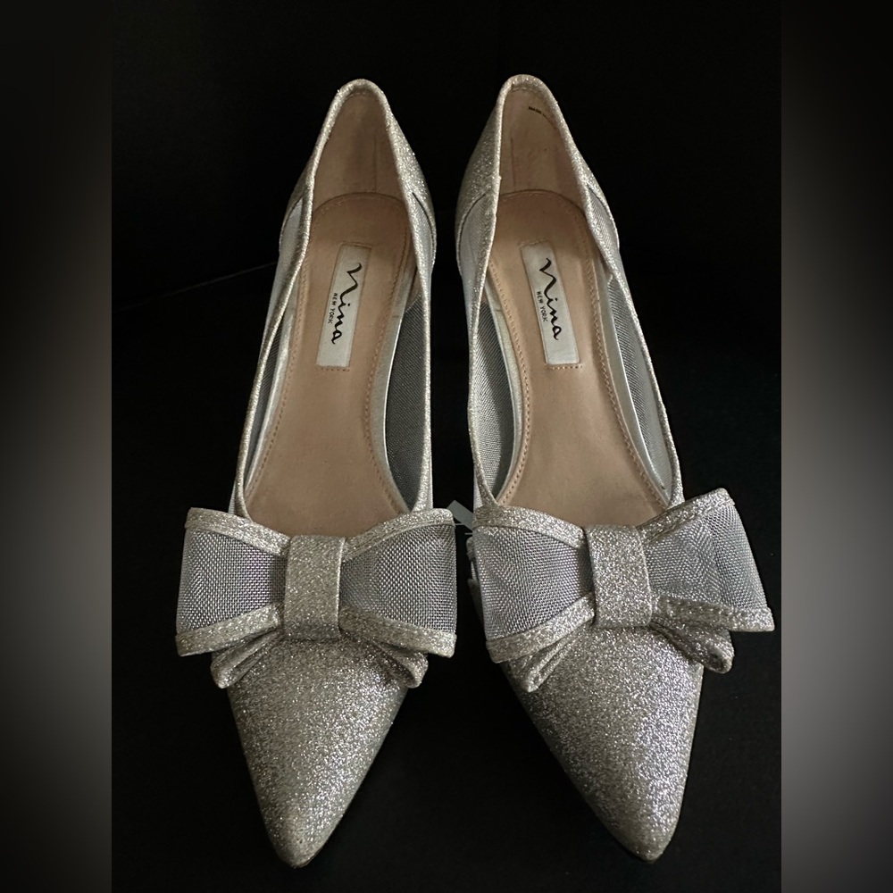 Nina Sparkling Silver Bow Heels